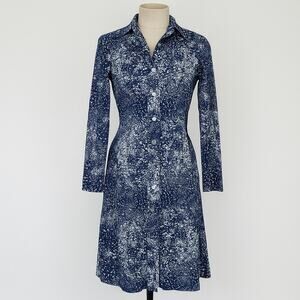 Vintage Size 8 Family Fashions by Avon Union Made Blue White Shirt Dress